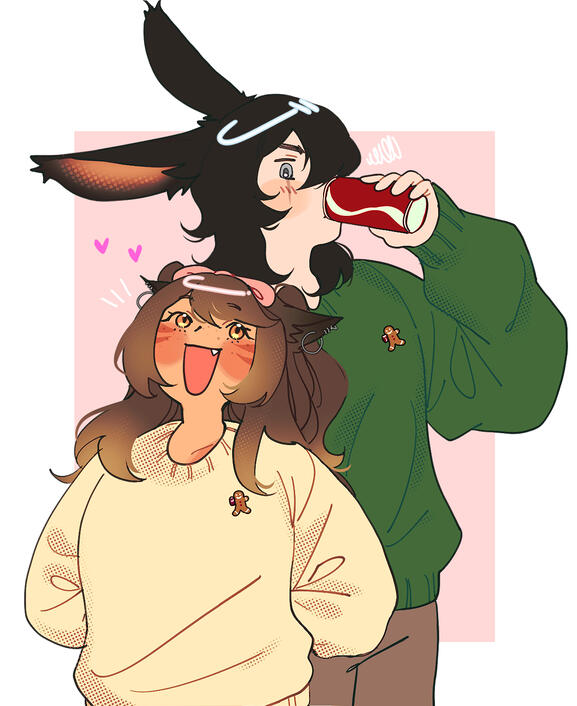 Erisna & Felix in their Holiday Sweaters by twitter artist PAPOGOCHI
